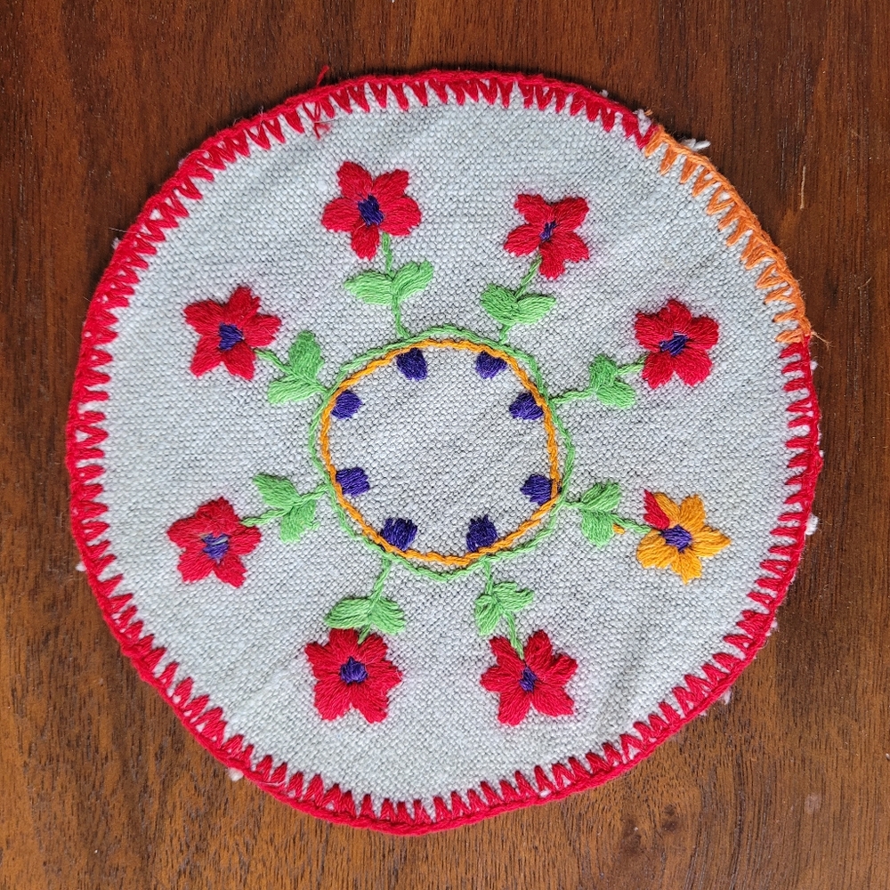 Colourful Embroidered Trivet/Coasters Set - Picture 8 of 15